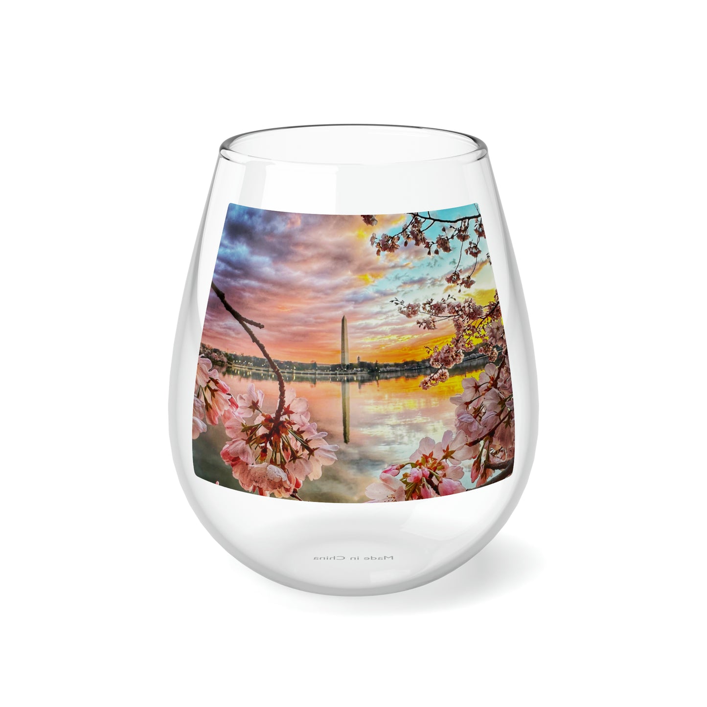 Cherry Blossom 2 Stemless Wine Glass, 11.75oz