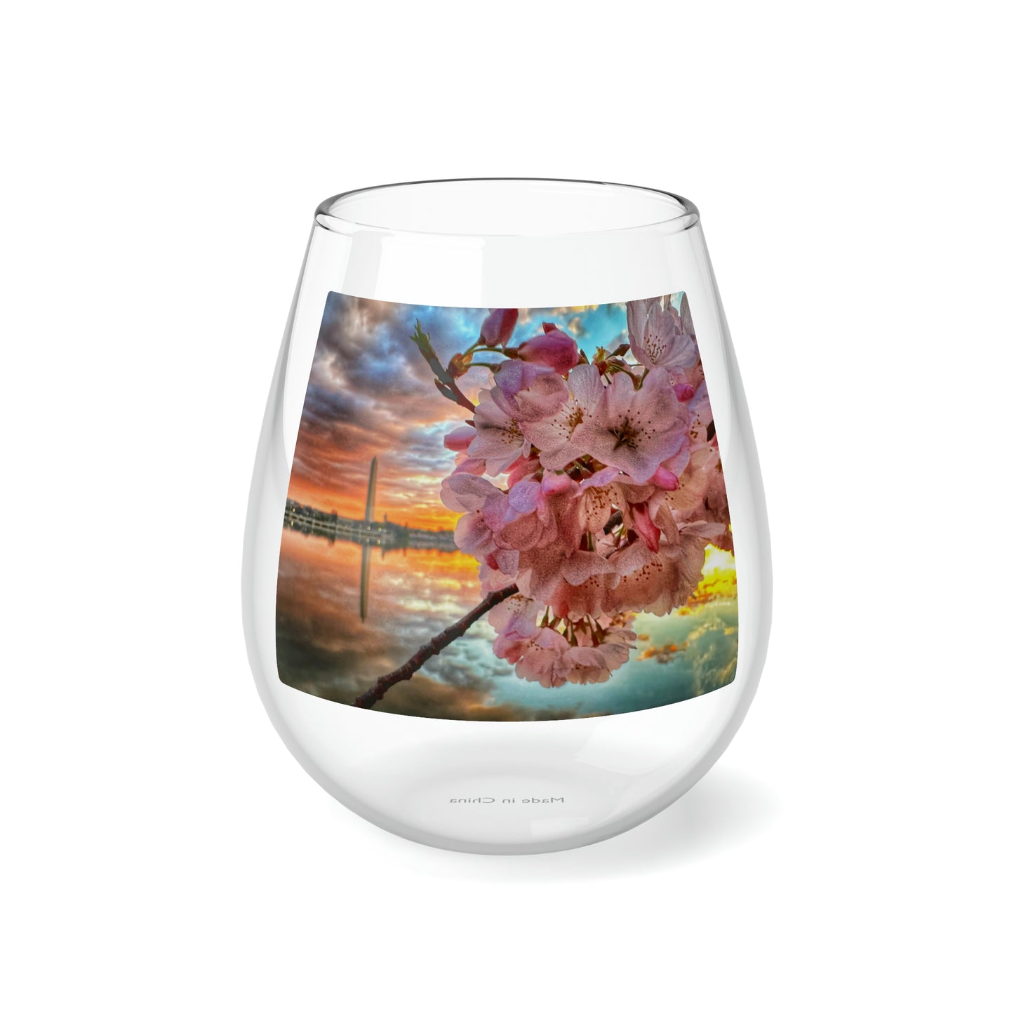 Cherry Blossom 1 Stemless Wine Glass, 11.75oz