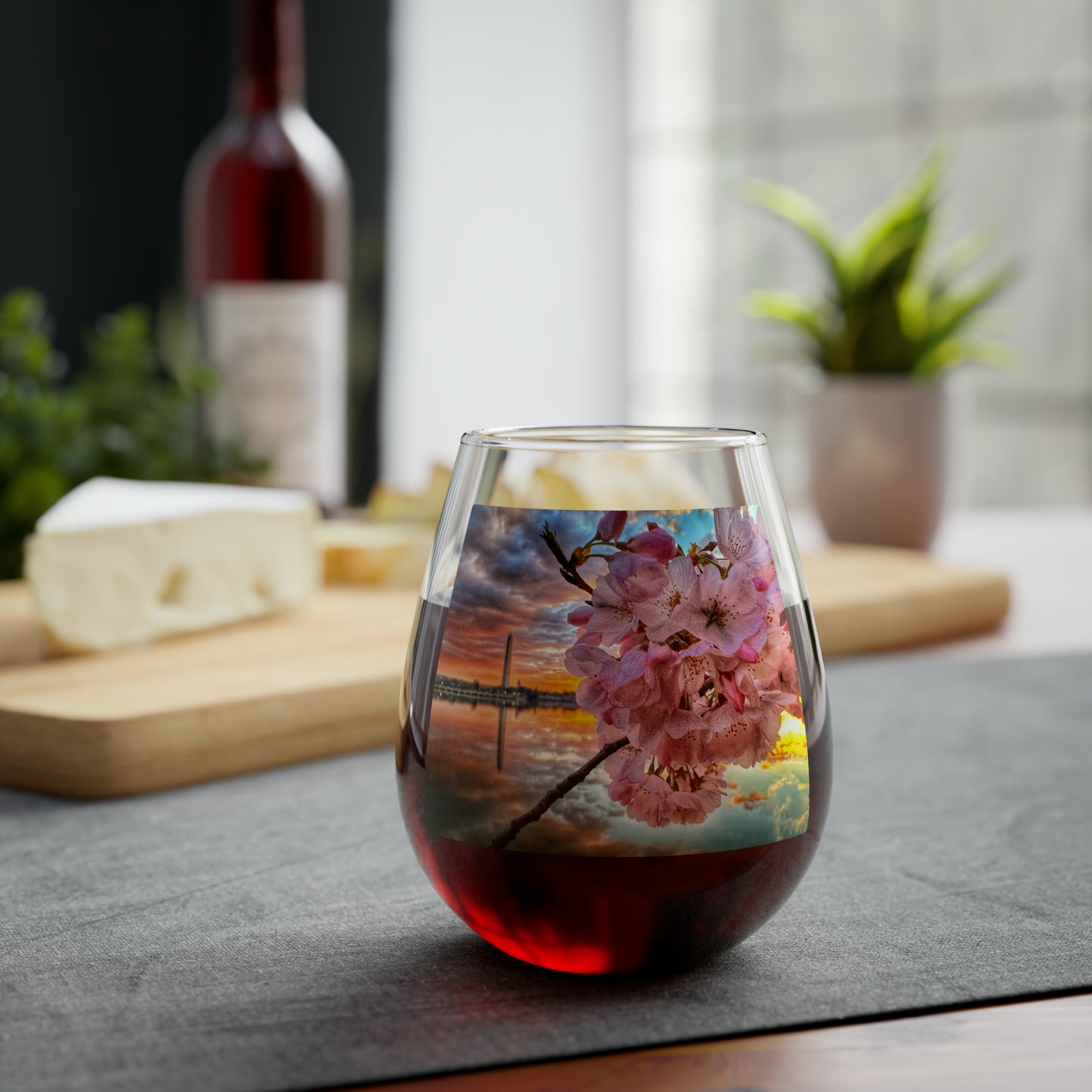 Cherry Blossom 1 Stemless Wine Glass, 11.75oz