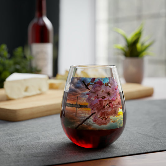Cherry Blossom 1 Stemless Wine Glass, 11.75oz
