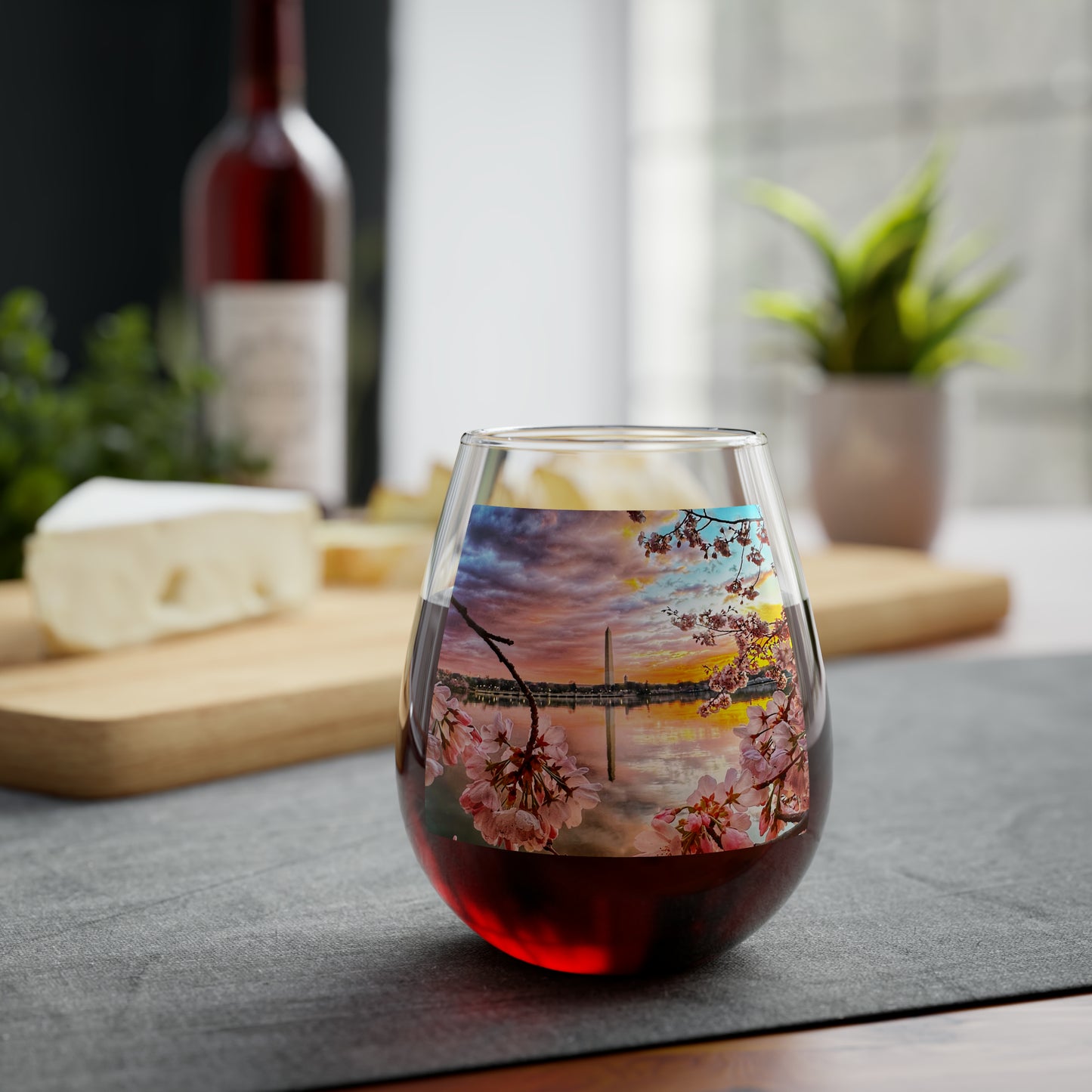 Cherry Blossom 2 Stemless Wine Glass, 11.75oz