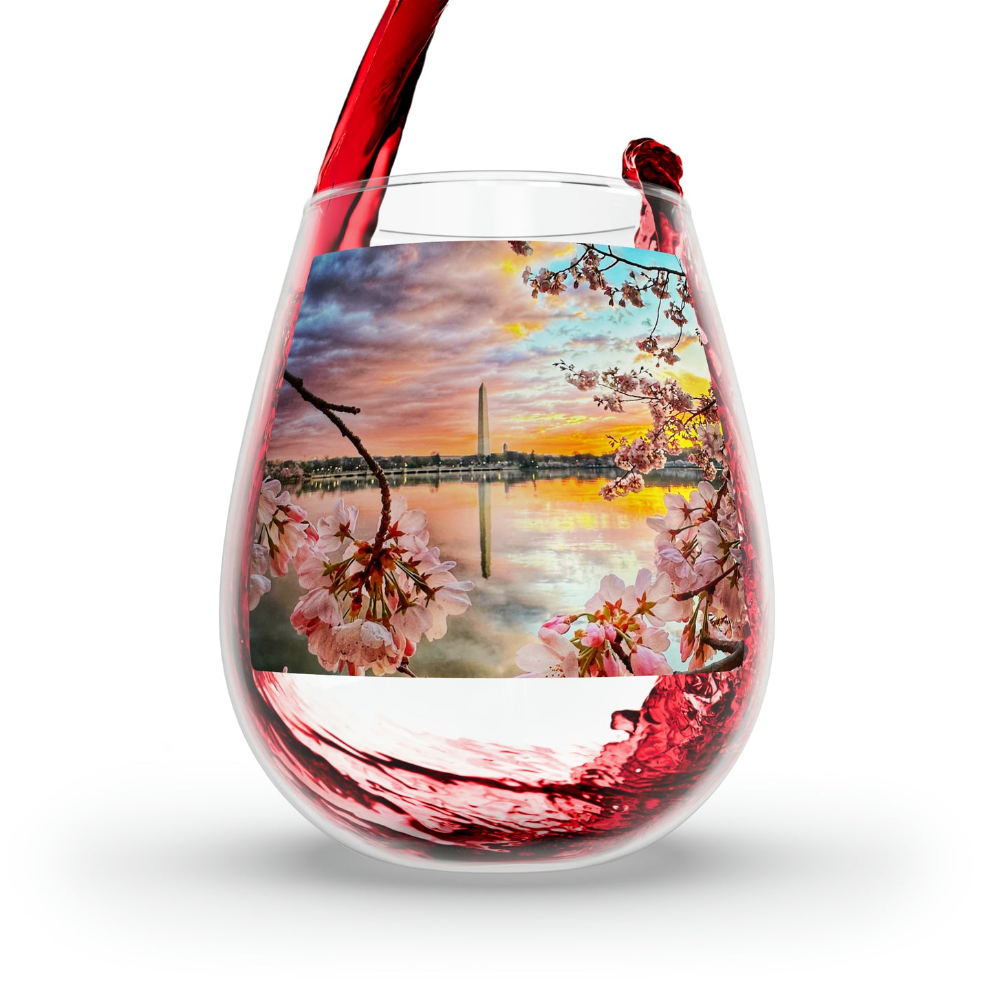 Cherry Blossom 2 Stemless Wine Glass, 11.75oz