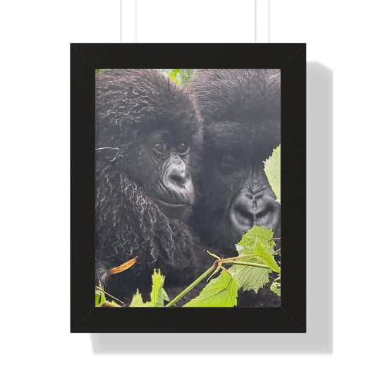 Gorilla mom and baby Framed Vertical Poster