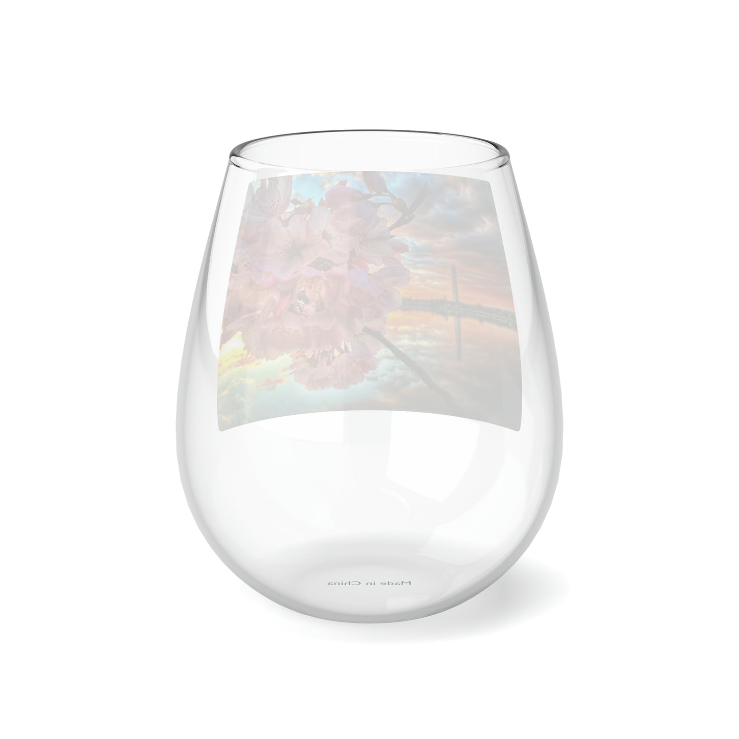 Cherry Blossom 1 Stemless Wine Glass, 11.75oz